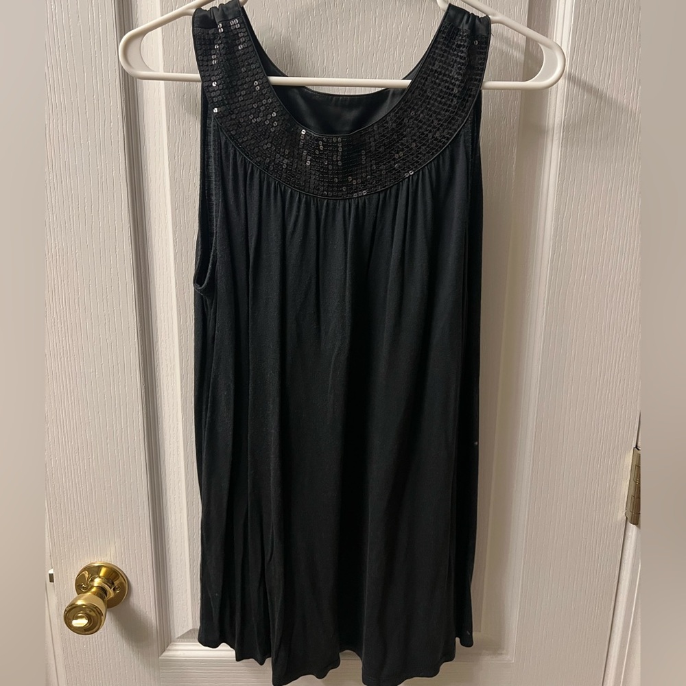 Express Black Sequin-Accented Top
